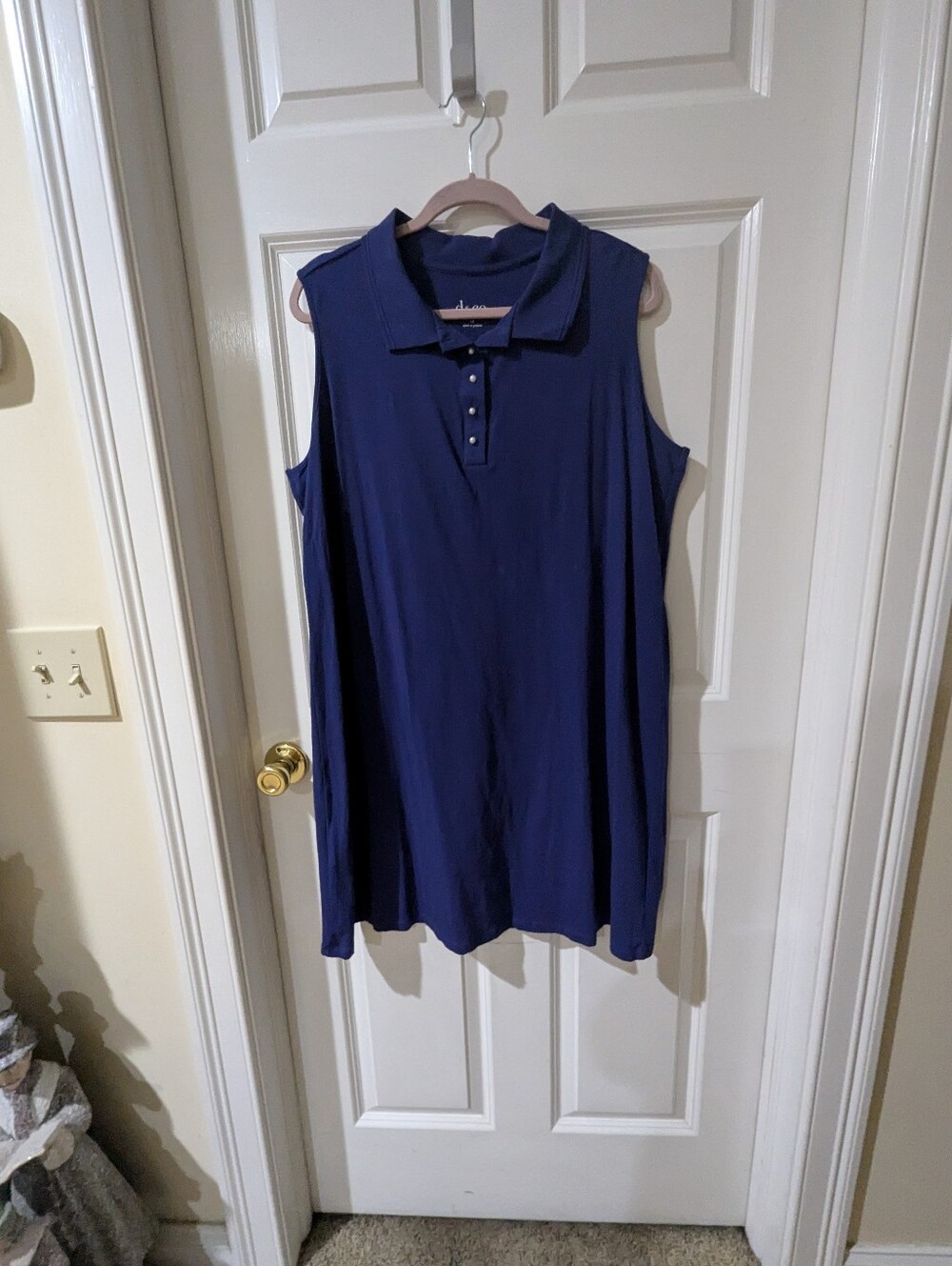 Denim & Company Blue Sleeveless Polo Tunic Sress -  Size XL CC